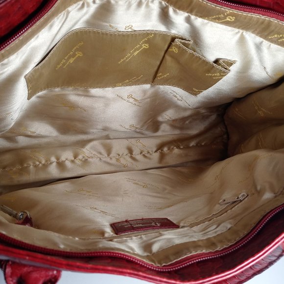 Michael Rome Designs Red Croco Embossed Handbag - Picture 9 of 12